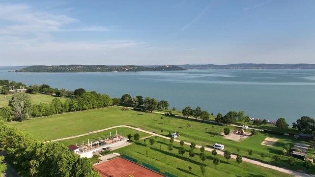 Aerial view of the Hungarian town of Zamardi near Lake Balaton
