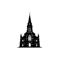 Fototapeta premium A striking silhouette of a gothic church with a tall pointed spire