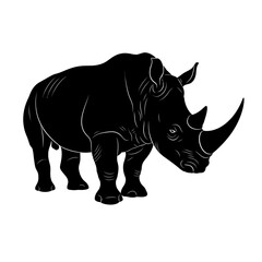 Fototapeta premium A striking black silhouette of a rhinoceros showcasing its powerful form