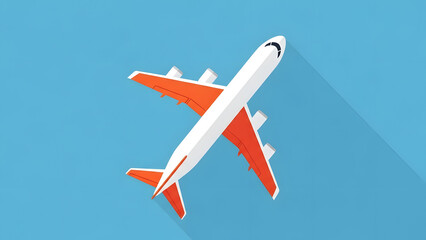 Airplane Flying in Blue Sky Illustration