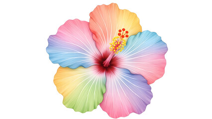 Pastel Rainbow Hibiscus Flower Illustration