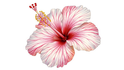 Pink Striped Hibiscus Flower Watercolor