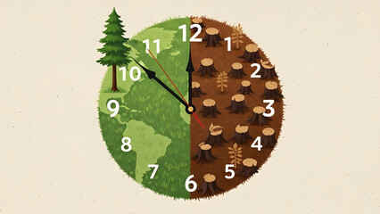 Deforestation Clock Environmental Concept