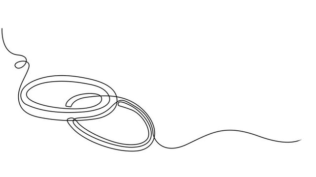 self drawing animated fresh red onion rings are carefully arranged in a stack continuous one line drawing. Multiple fresh one onion rings are carefully arranged in a stack, isolated on a clean onion.