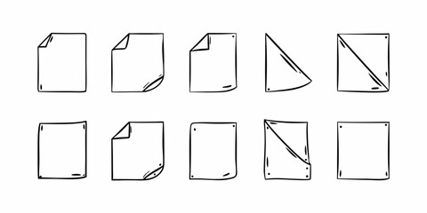 Doodle style illustrations of rectangle shapes with peeling corners
