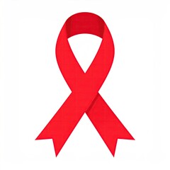 A simple, red awareness ribbon against a white backdrop