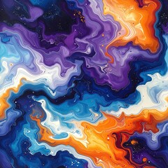 Swirling abstract fluid art, colorful nebula