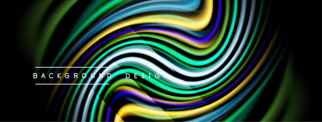 Fototapeta premium Abstract fluid lines create vibrant waves. Colors blend, forming dynamic background design. Smooth gradients suggest movement, energy.