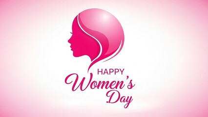 Happy women's day celebration with pink silhouette of a woman's face
