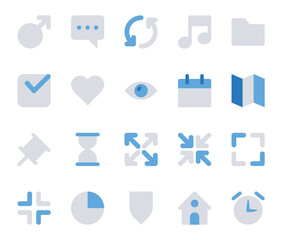 Blue color icons set for User interface.