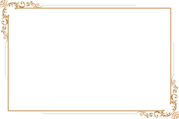 Elegant Gold Vintage Frame Border with Swirl Corners. 1560