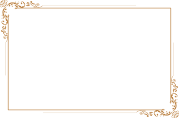 Elegant Gold Vintage Frame Border with Swirl Corners. 1560