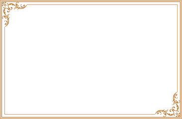 Elegant Gold Vintage Frame Border with Swirl Corners. 1557