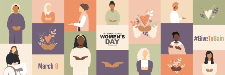 International Women's Day 2026 banner. #GiveToGain	