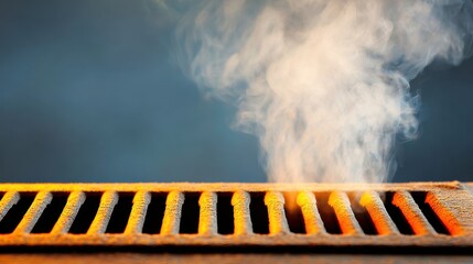 Medium shot of a sleek gas furnace venting minimal emissions showcasing environmentally friendly energy usage in a residential home