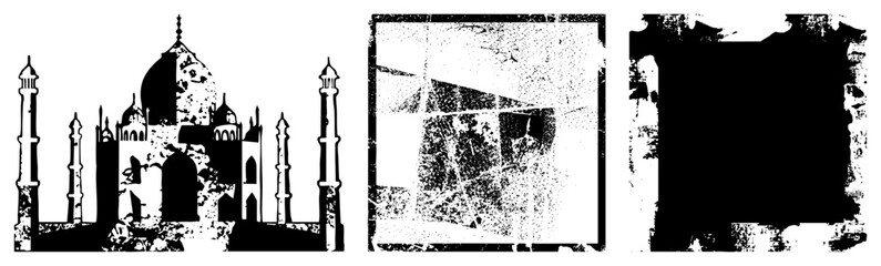 Obraz premium Taj Mahal silhouette with distressed frames