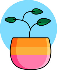 Houseplant in flower pot sticker illustration