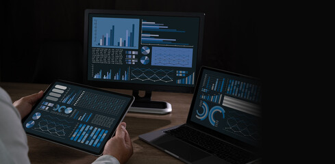 man interacting with an operations dashboard or control interface, representing workflow, system management and operational efficiency dashboard for data
