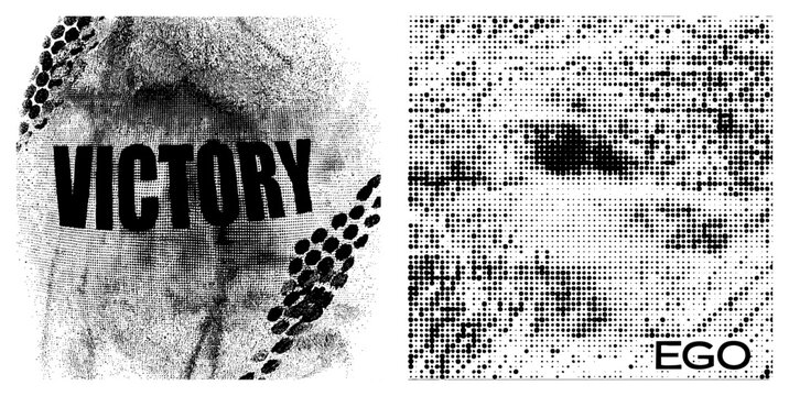 victory ego text halftone dot