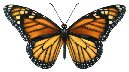 Detailed Illustration of a Monarch Butterfly Isolated on White Background