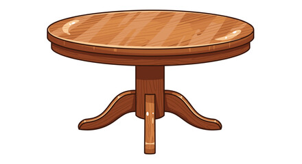 Classic Round Wooden Dining Table and Pedestal Furniture Illustration Icon