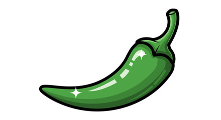 Fresh Green Chili Pepper Illustration and Spicy Jalapeno Vegetable Icon