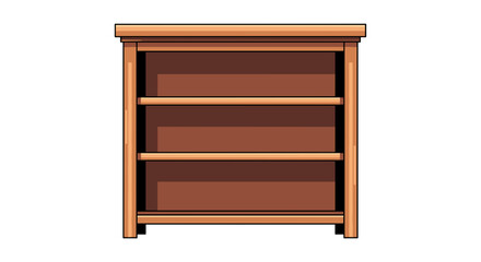 Classic Wooden Bookshelf and Empty Library Storage Rack Illustration Icon