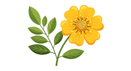 Bright Yellow Wildflower Illustration and Botanical Summer Garden Flora Icon