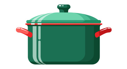 Green Ceramic Stockpot with Lid and Kitchen Cookware Vessel Illustration Icon