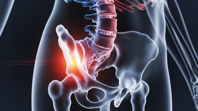Human Pelvis Anatomy Pain Points Highlighted Medical Illustration for Medical Education and Health Awareness