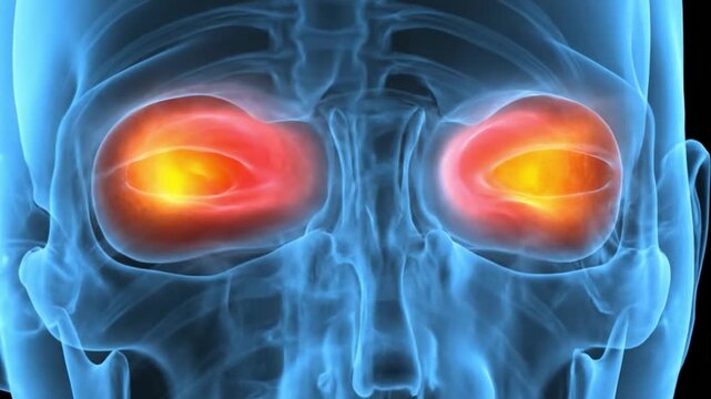  3D render of human sinuses with congestion inflammation