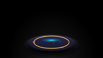 3D Biometric Fingerprint Scanner Button on Dark Background