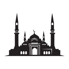 Islamic Mosque Silhouette Vector Icon for Logo and Design