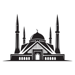 Islamic Mosque Silhouette Vector Icon for Logo and Design