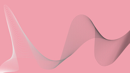 Abstract gradient black and white wave lines on light pink background