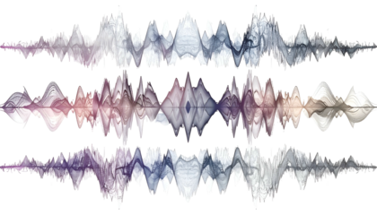 Three horizontally aligned wavy lines, resembling sound waves, with varied colors on black