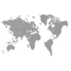 Fototapeta premium A gray-scaled outline of the world map against a stark black background