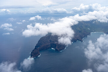 Aerial view of Hiva Oa in the Marquesas Islands, French Polynesia