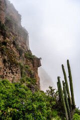 Colca Canyon in the mist and clouds, Peru