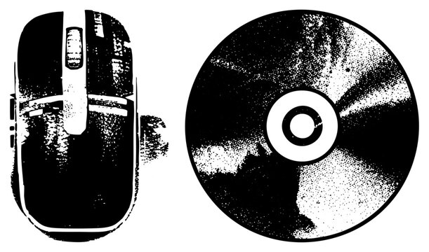 computer mouse and cd rom disc vector illustration