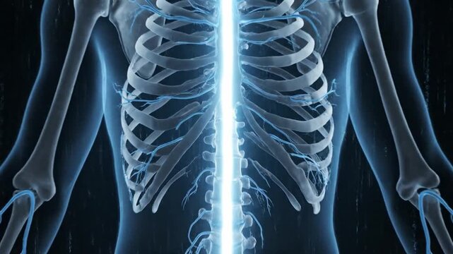 3D medical visualization of human spine and nervous system