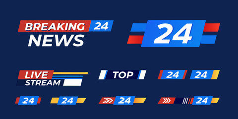 Breaking news broadcast graphic with live stream and top story indicators
