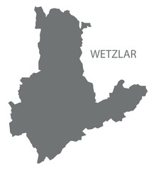 Wetzlar city map with boroughs grey illustration silhouette shape