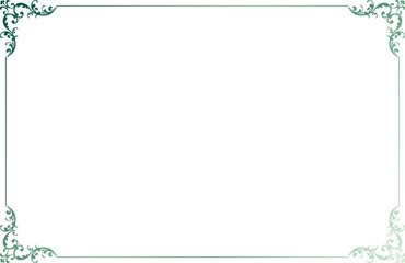 Elegant Colorful Gradient Vintage Frame Border with Swirl Corners. 1566