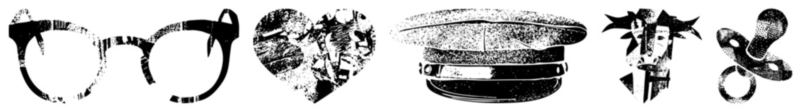 glasses heart hat masks pacifier vector