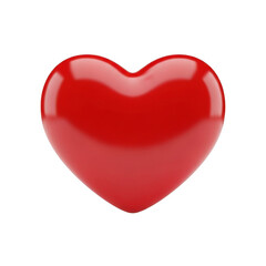 A glossy red heart isolated on transparent background