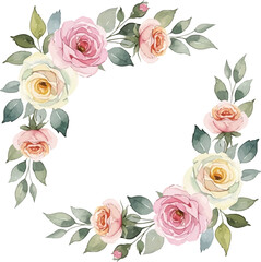 Watercolor Pink Rose Flower Border Floral Frame Vector