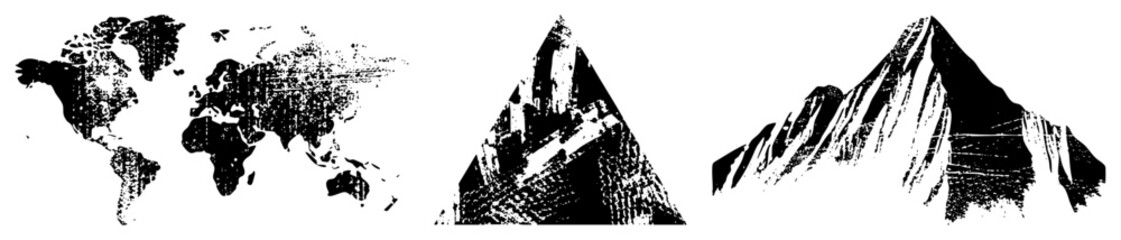 Obraz premium world map mountain black and white textured vector