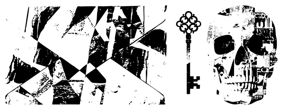 skull key abstract geometric