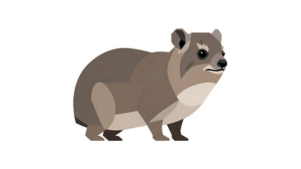 Obraz premium A cartoon-style illustration of an animal on a white background, featuring various shades of brown and gray. Its form appears somewhat blocky